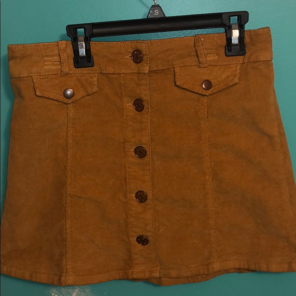 Yellow-orange suede skirt